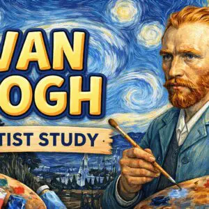 Van Gogh holding a paintbrush