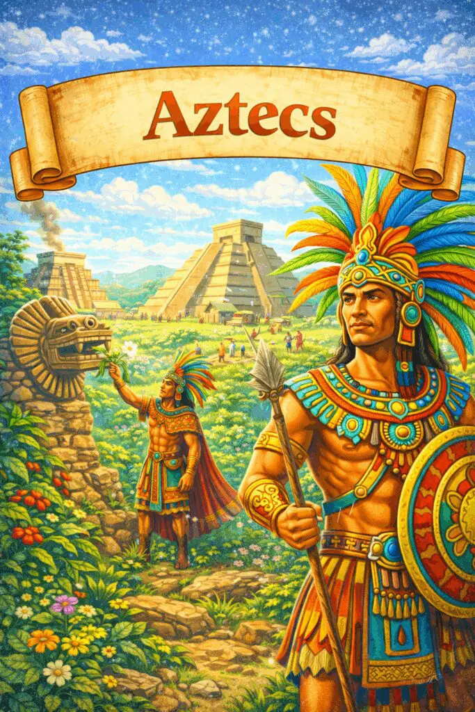 Ancient Aztec civilization illustration