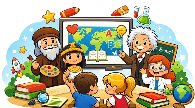 Interactive educational scene for kids