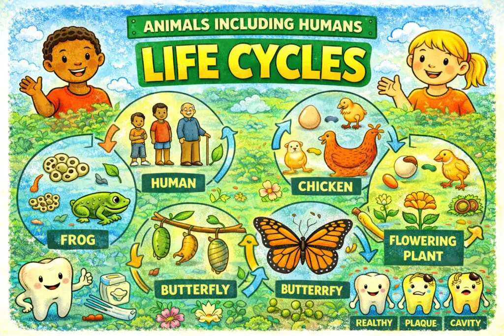 Life Cycles PowerPoint KS2 lesson showing animal and human life cycles