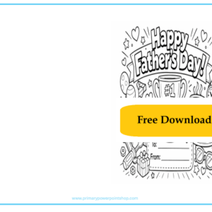 Father’s Day card colouring template for children to design and decorate as a printable craft activity.