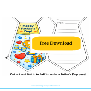 Father’s Day tie card template for children to colour and decorate as a printable craft activity.