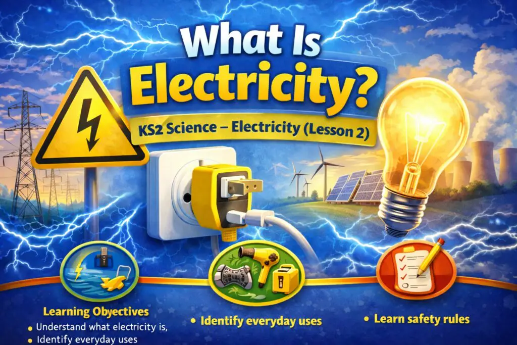 Simple electrical circuits KS2 science PowerPoint lesson showing battery wires bulb and switch
