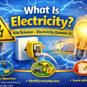 Simple electrical circuits KS2 science PowerPoint lesson showing battery wires bulb and switch