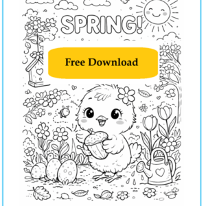 Spring colouring sheet for children featuring flowers and seasonal imagery as a printable activity.
