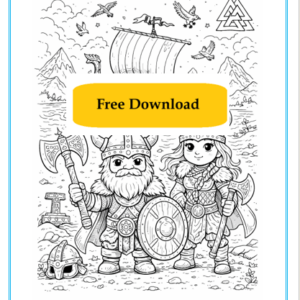 Vikings colouring sheet KS2 showing a Viking figure with clothing and equipment as a printable history activity.