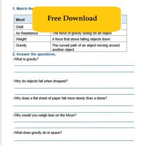 gravity ks2 free printable worksheet