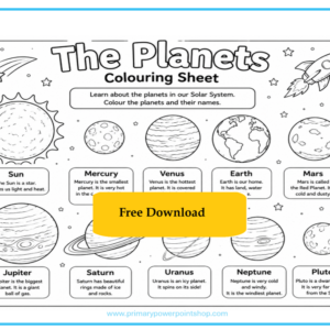 space planets colouring free printable