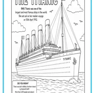 Free Titanic colouring sheet for KS2 history
