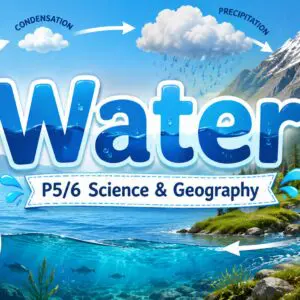 Water P5/6 Science and Geography PowerPoint covering the water cycle, states of water, groundwater, water treatment and conservation.