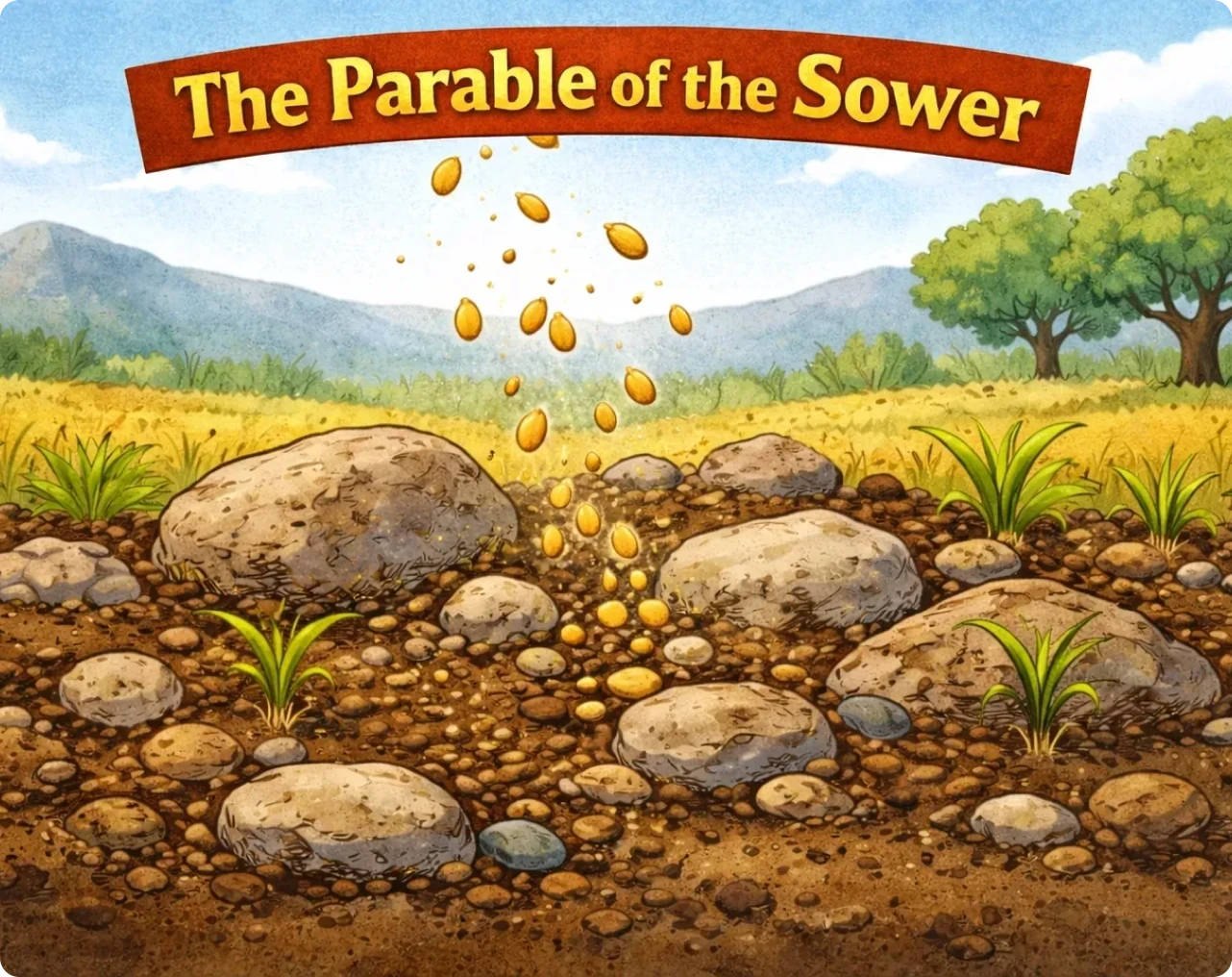 Seeds falling on rocky soil